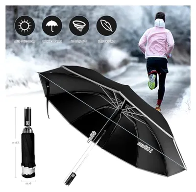 Produktbild von Sturmfester Regenschirm, Taschenschirm für Herren und Damen, Umgekehrter Regenschirm mit 10 Rippen, Automatisches Öffnen und Schließen, Kompakt, Durchmesser 105 cm