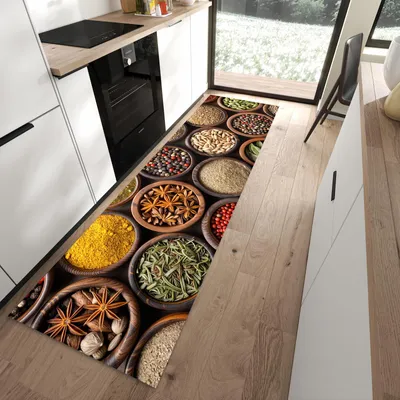 Produktbild von Küchenteppich 80x280cm rutschfest & abwischbar PVC Läufer - Verschiedene Gewuerze