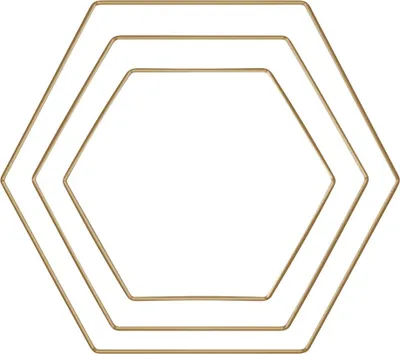 Image de 3 Anneaux métalliques hexagonaux - Or - 20/25/30 cm