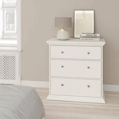 Image de Domeng - Commode, 86x52x88h cm Blanc, 3 Tiroirs