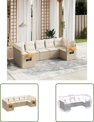 Produktbild von The Living Store 7-tlg. Garten-Sofagarnitur mit Kissen Beige Poly Rattan