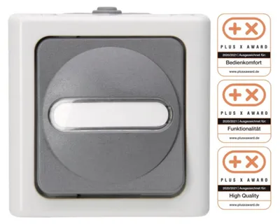 Obrázok produktu pre Kopp 561456001, Tlačidlový spínač, 1P, Termoplastik, Šedá, Biela, IP44, 78 mm