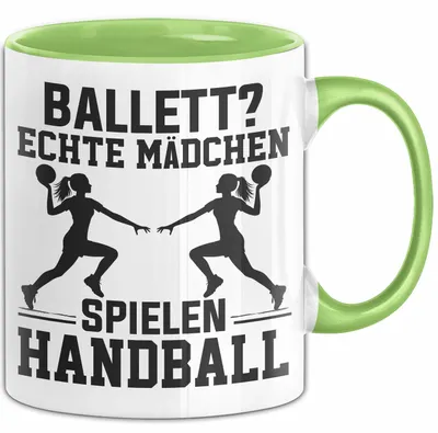 Produktbild von Handball-Spielerin Tasse Geschenk Frauen Ballett Echte Mädchen Spielen Handball (Grün)