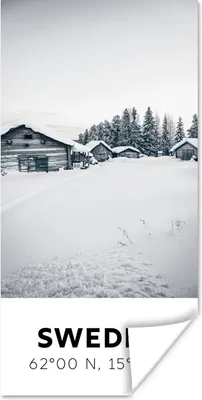 Produktbild von MuchoWow® Poster Schweden - Schnee - Bäume 60x120 cm - Wandschmuck