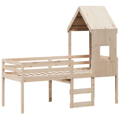 Produktbild von Hochbett mit Dach 90x200 cm Massivholz Kiefer