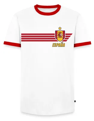 Produktbild von Spreadshirt Spanien Fußball Fanlook Mit Wappen Männer Kontrast T-Shirt, L, Weiß/Rot