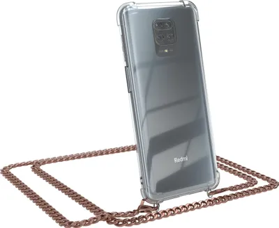 Produktbild von EAZY CASE Metall Handykette für Xiaomi Redmi Note 9S / 9 Pro / 9 Pro Max, Handyhülle mit Umhängeband, Silikonhülle, Metallkette für Smartphone in Rosa