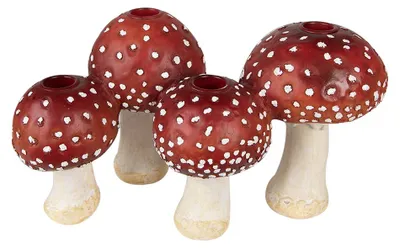 Immagine prodotto di Clayre & Eef Portacandele Fungo 17 cm Rosso Bianco in poliresina