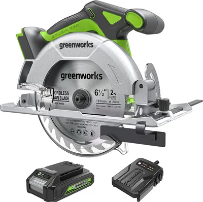 Productafbeelding van Greenworks 24V accu-cirkelzaag GD24KSK2, handzame cirkelzaag, borstelloze motor, 4800 tpm