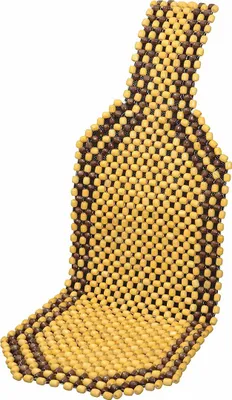 A beaded seat cover for a car seat.