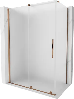 Produktbild von Mexen Velar Duschkabine 140x75 cm, Frostglas, Roségold Schiebetür