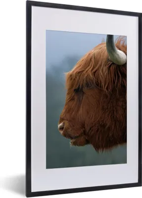 Produktbild von MuchoWow® Gerahmtes Poster Schottischer Highlander - Kuh - Nahaufnahme 40x60 cm - Poster mit Schwarzem Bilderrahmen Wandposter Rahmen Foto Bilder - Poster in Rahmen