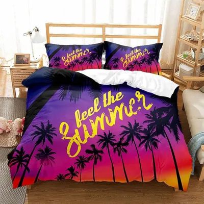 Productafbeelding van Zomerse beddengoedset voor tweepersoonsbed met ultrazacht, hypoallergeen dekbedovertrek en 1 kussensloop van 50 x 75 cm
