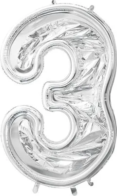 Immagine prodotto di Cornice numerica argentata per palloncini in lattice numero 3 - 1,26 m