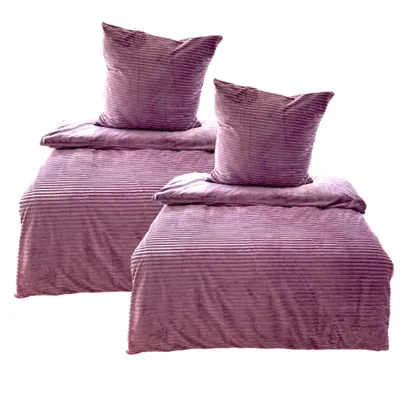 Produktbild von Bettwäsche Winter Plüsch Cashmere Cord Fleece 135x200 80x80: 4tlg. / Beere