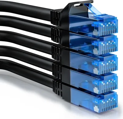 Produktbild von deleyCON 5x 0,25m CAT6 Netzwerkkabel Set - Kurzes 50cm U-UTP RJ45 CAT-6 LAN Kabel Patchkabel Ethernetkabel DSL Switch Router Modem Repeater Patchpanel - Schwarz