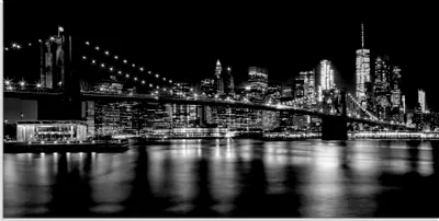 Produktbild von ARTland Glasbild Manhattan Skyline & Brroklyn Bridge I Größe: 100x50 cm