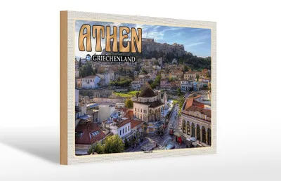 Produktbild von Holzschild Reise 30x20cm Athen Griechenland Monastiraki