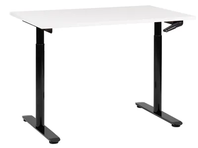 Obrázek produktu pro BELIANI Výškově nastavitelný psací stůl bílá deska stolu černý ocelový rám 120 x 72 cm manuální nastavení výšky moderní kanceláře