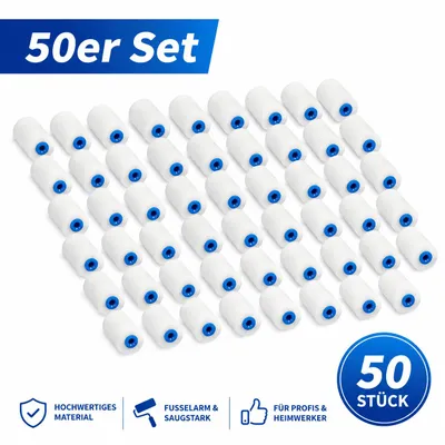 Produktbild von 50 x Schaumwalze Lackwalze Farbrollen Set Lackier Ersatzrollen Malerwalze