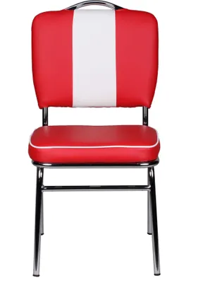 Produktbild von Esszimmerstuhl American Diner 50er Jahre Retro | Sitzfläche gepolstert mit Rücken-Lehne | Essstuhl Farbe Rot Weiß