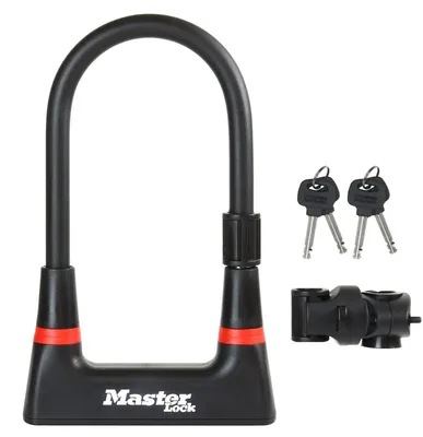 Produktbild von Master Lock Bügelschloss [Schlüsselschloss] [mit Halterung] [es Fahrrad Schloss] 8279EURDPRO - Ideal für Fahrräder, Gross, STANDARD, Schwarz