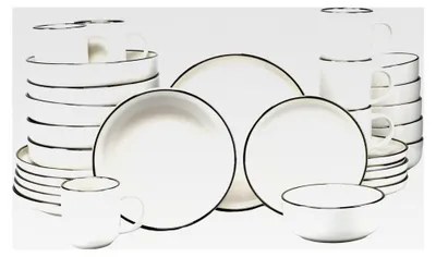 Produktbild von Nordic Festive Creme, 30-teiliges Geschirrset für 6 Personen, Kombiservice aus Steinzeug, spülmaschinen- und mikrowellengeeignet