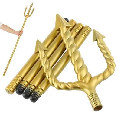Goldener Teufelsdreizack, 138 cm, Halloween-Kostümzubehör
