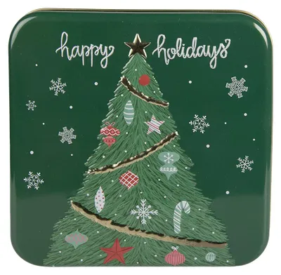 Image de Clayre & Eef Boîte de rangement 17 x 17 x 6 cm Vert Métal