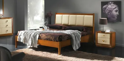 Productafbeelding van Bett met twee matrassen, modern bedframe, bedden, hotelkamer, bedframe, hout