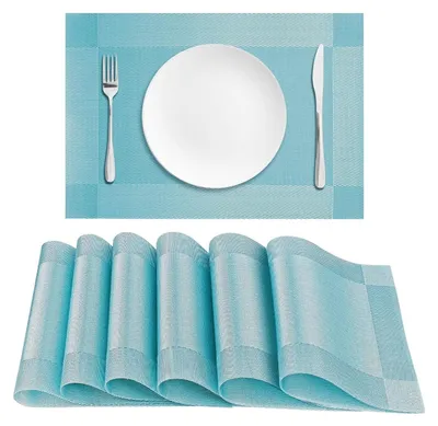 Produktbild von Set von 6 PVC Platzdeckchen - Hitzebeständig und Rutschfest 45 x 30 cm - Abwaschbar, Blau