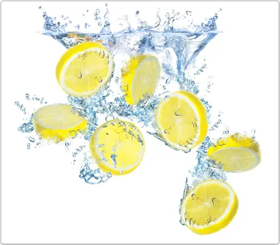 Produktbild von Spritzschutz Herdabdeckplatte Schneidebrett aus Glas Zitronen auf Wasser 1-Teilig (60x52cm)