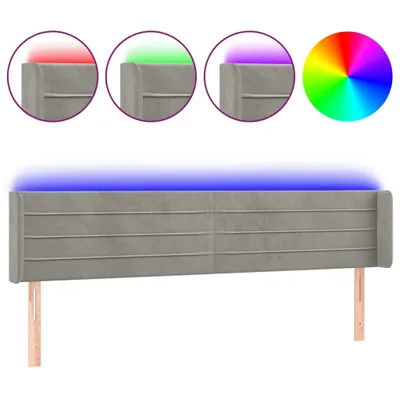 Produktbild von vidaXL LED Kopfteil Hellgrau 163x16x78/88 cm Samt