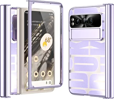 Produktbild von Hülle für Google Pixel Fold Hülle mit Displayschutz und Scharnierschutz, Galvanisierter Klar Schutzhülle Lila