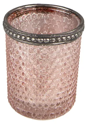 Productafbeelding van Clayre & Eef theelichthouder, diameter 6x6 cm, roze glas