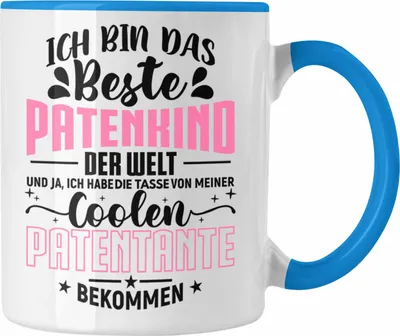Produktbild von Trendation - Geschenk für Patenkind Tasse Lustiger Spruch Bestes Patenkind (Blau)