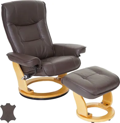 Produktbild von MCA Relaxsessel Halifax, Fernsehsessel Hocker, Echtleder 130kg belastbar braun, naturbraun