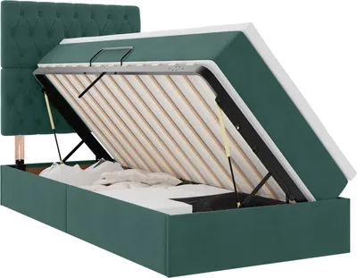 Obrázek produktu pro Postel s úložným prostorem a matrací Tmavě zelená 100 x 200 cm