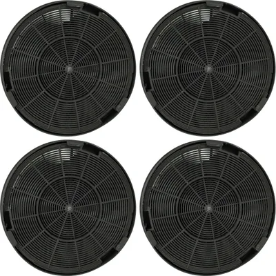 Four black carbon filters are arranged in a grid.