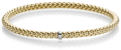 Produktbild von Himbeer-Armband Armreif Armschmuck elastisch 4mm 585 Gold Gelbgold stretch