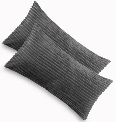 Produktbild von Kuscheli® 2er Set Kissenbezug im Doppelpack Cashmer Touch Fleece Kissenhülle, Sofakissen Kopfkissenbezug Kissenbezüge Couchkissen, Farbe:Grau, Größe:2x 40x80 cm