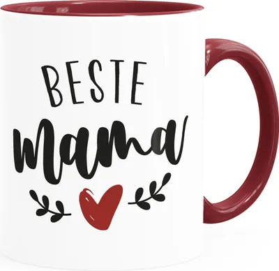 Produktbild von Kaffee-Tasse Beste Mama Herz Geschenk für Mama Dankeschön Muttertag Geburtstag Weihnachten SpecialMe® inner-bordeaux Keramik-Tasse