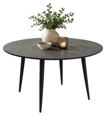 Produktbild von Elyas runder Esstisch Ø 100 cm H 76 cm Marmoroptik Schwarz mit Metallgestell