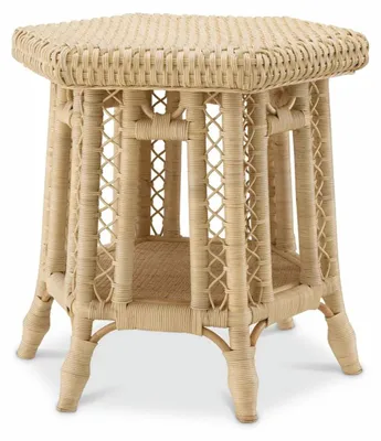 Produktbild von Casa Padrino Luxus Rattan Beistelltisch Naturfarben 60 x 52 x H. 58 cm - Luxus Möbel