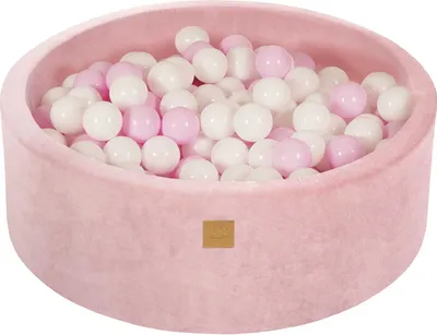 Produktbild von MeowBaby Puderrosen Bällebad rund 90x30cm, bälle: Weiß/Pastellrosa
