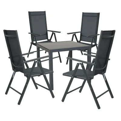 Produktbild von SVITA Set Gartentisch 4 Stühle Hochlehner klappbar Campingstuhl Metall Anthrazit