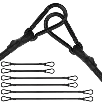 Immagine prodotto di Set di 6 elastici con gancio a S, lunghezza 30/60/80 cm, colore nero, extra resistenti, ideali per il fissaggio di carichi