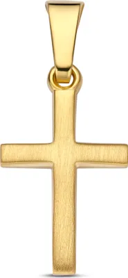 Produktbild von New Bling 9NBG-1002 – Goldener Anhänger – Kreuzanhänger – 14 Karat Gold – Massiv – Mattierte Oberfläche – Kreuz: 13 x 9,1 mm
