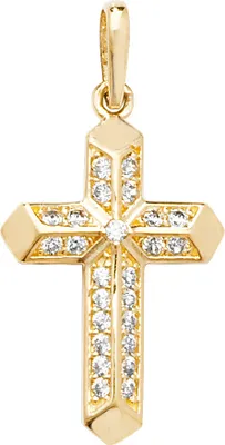 Image de Pendentif Femme Croix Or 375/1000 avec Oxyde de Zirconium - 22mm*11mm; TRS23563