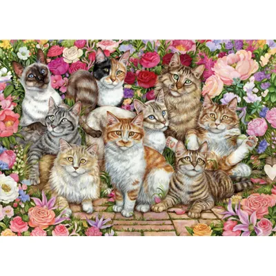 Produktbild von Falcon de luxe Floral Cats - 1000 Teile, 1000 Stück(e), Fauna, 12 Jahr(e)